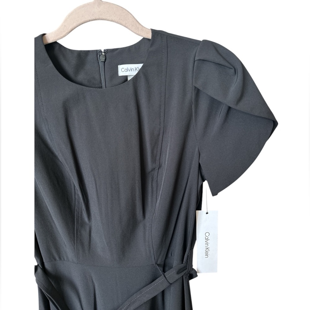 Calvin Klein Tulip Short Sleeve A-Line Midi  Dress Black dress Business casual - Picture 8 of 14